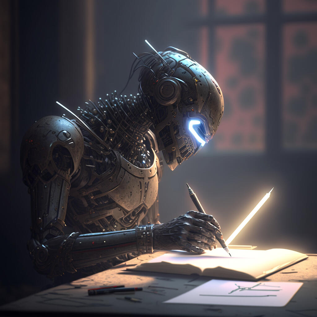 An AI writing some documents, using his self-made prompts